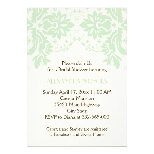 ... mint green, ivory wedding bridal shower personalized invitations