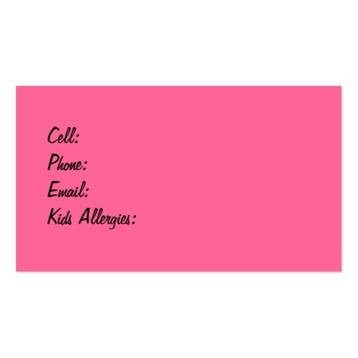 Damask Mommy Calling Cards Pink Business Card Templates (back side)