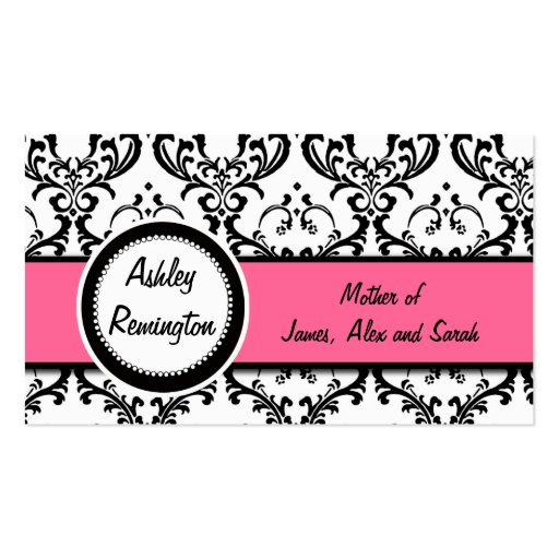 Damask Mommy Calling Cards Pink Business Card Templates