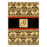 DAMASK MONOGRAM,black ,red gold metallic Custom Invites