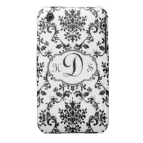 Damask Monogram Black White Ipod Case Mate casemate cases