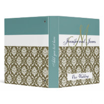Damask Monogram Blue Sage Wedding Planning Binder