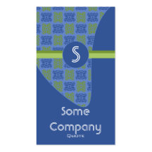 Damask Monogram Collection (Blue) Business Card Template