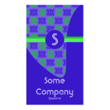 Damask Monogram Collection (Blue) Business Card Template