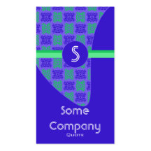 Damask Monogram Collection (Blue) Business Card Templates