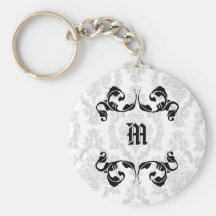 Damask Monogram Design Key Chain