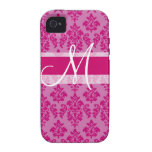 Damask Monogram iPhone 4 Case-Mate Fuchsia Pink