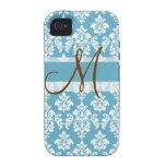 Damask Monogram iPhone 4 Casemate Blue Brown