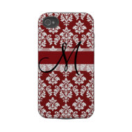 Damask Monogram iPhone 4 Casemate Red Black casematecase