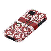 Damask Monogram iPhone 4 Casemate Red Black