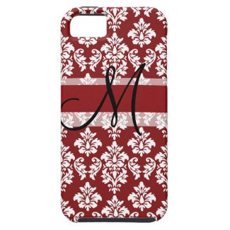 Damask Monogram iPhone 5 Case Red Black