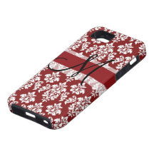 Damask Monogram iPhone 5 Case Red Black