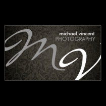 Damask Monogram Photographer Business Card business cards