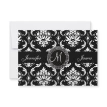 Damask Monogram RSVP Cards for Square Invite