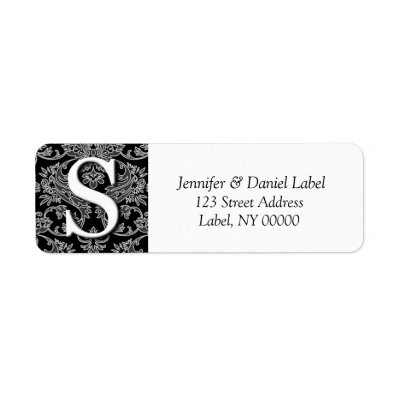 Damask Monogram S Address Labels Printed