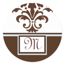 Damask Monogram Seal - Customized stickers by myhome71 Damask Monogram Seal - Customized stickers