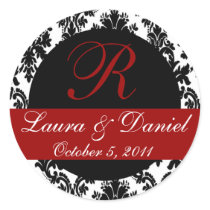 Damask Monogram Sticker (black/red)