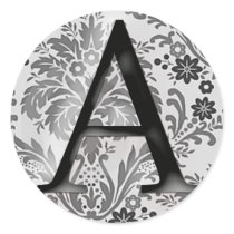 Damask Monogram Sticker - Initial A by aslentz Damask Monogram Sticker - Initial A
