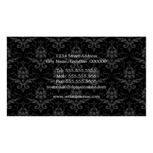 Damask Monogram Teal Business Cards (back side)