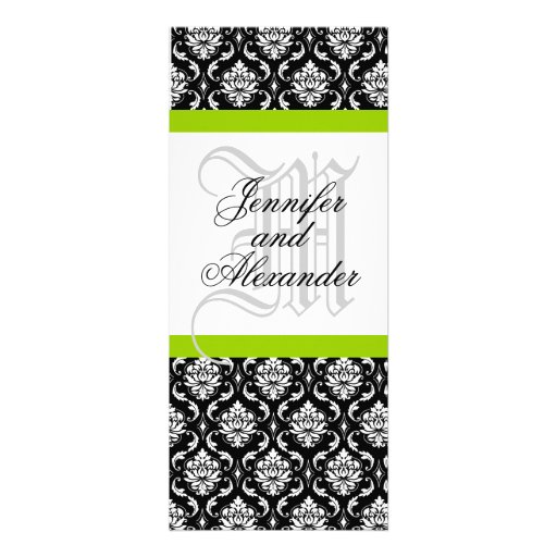 Damask Monogram Wedding Invitation Green