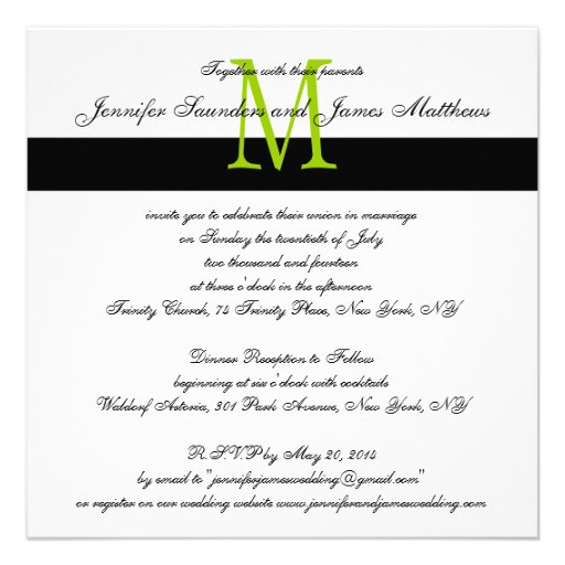 Damask Monogram Wedding Invitations Apple Green