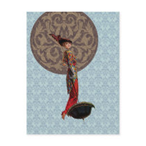 Damask Moon: 1912 Fashion in Red and Brown Postcard