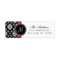 Damask nogram Address Labels Black White