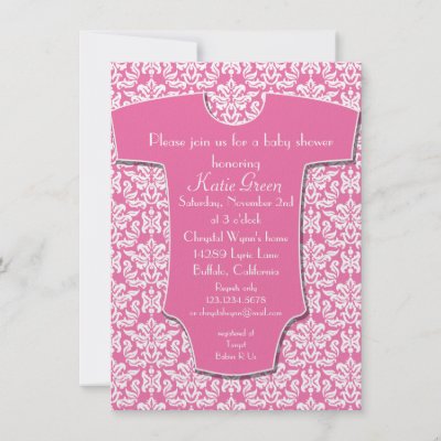 Onesie Baby Shower Invitations on Damask Onesie Baby Shower Invitation From Zazzle Com