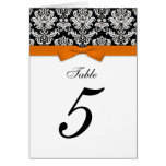 Damask Orange Bow Table Seating Number Card