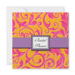 Damask Orange & Pink Bridal Shower Invitations