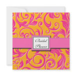 Damask Orange & Pink Bridal Shower Invitations