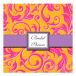 Damask Orange & Pink Bridal Shower Invitations