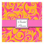 Damask Orange & Pink Bridal Shower Invitations