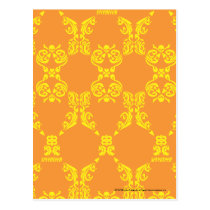 Damask Orange-Yellow postcards