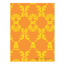 Damask Orange-Yellow Postcards