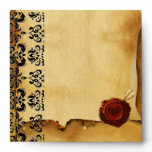 DAMASK PARCHMENT, ANGEL HEART RED WAX SEAL ENVELOPES
