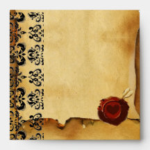 DAMASK PARCHMENT, ANGEL HEART RED WAX SEAL ENVELOPES