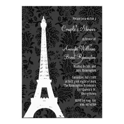 Damask Paris Couple's Shower Custom Invites