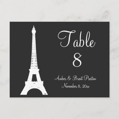 Damask Paris Table Number Postcard