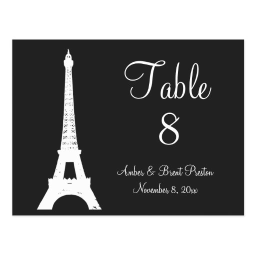 Damask Paris Table Number Postcard