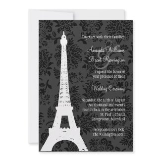 Damask Paris Wedding Invitation (black) zazzle_invitation
