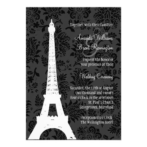 Damask Paris Wedding Invitation (black)