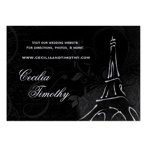 Damask Parisienne: Black & White Wedding Website Business Card