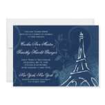 Damask Parisienne - Dark Sapphire Blue Wedding Custom Announcement