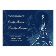 Damask Parisienne - Dark Sapphire Blue Wedding Personalized Announcement