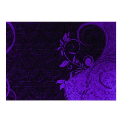 Damask Parisienne: Electric Teal & Purple Birthday Invitations