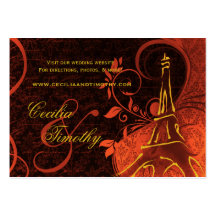 Damask Parisienne: Fiery Punk Rock Wedding Website Business Card Template