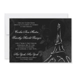 Damask Parisienne - Midnight Black Wedding Custom Announcements