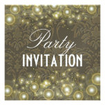 Damask Party invitations, champagne bubbles