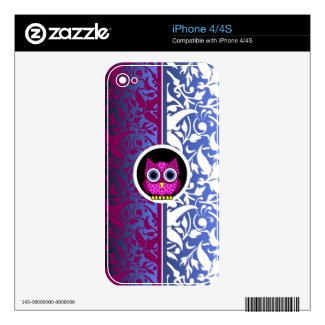 damask pattern and cute owl skin for the iphone 4s